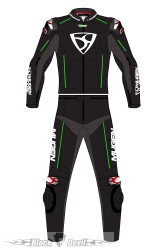 Ls2-MNR-1912 LEATHER SUIT BLACK/FLUO YELLOW